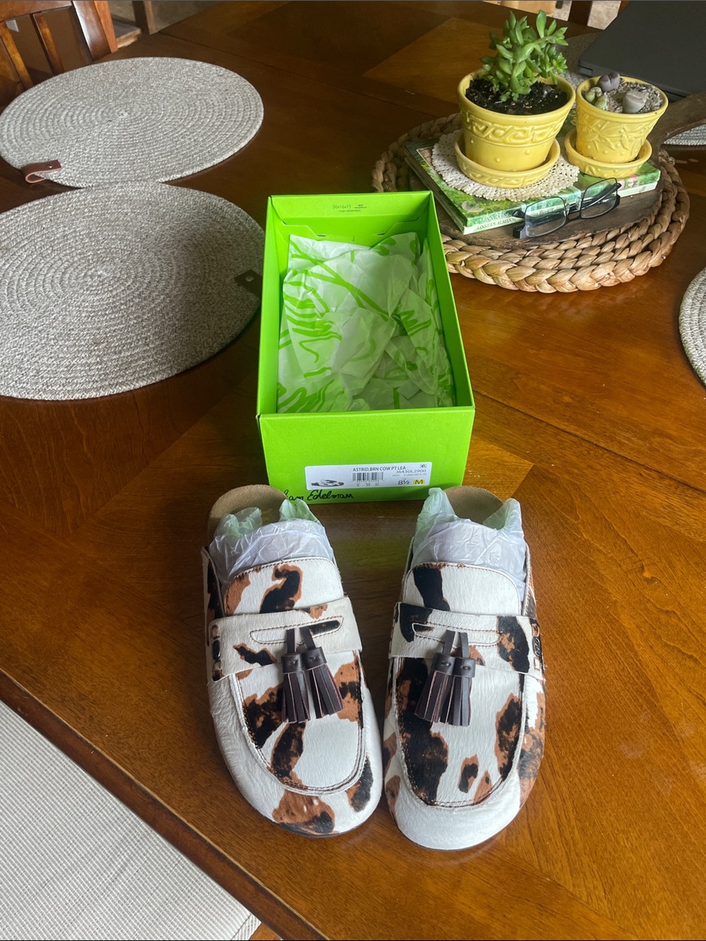 Sam Edelman White Leopard-Print Tassel Loafers